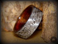 Bentwood Ring - "Silver Twill" Carbon Fiber on Rosewood Wood Comfort Fit Core handcrafted bentwood wooden rings wood wedding ring engagement