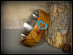 Bentwood Ring - "The Heart" Light Mahogany Sleeping Beauty Turquoise Inlay handcrafted bentwood wooden rings wood wedding ring engagement