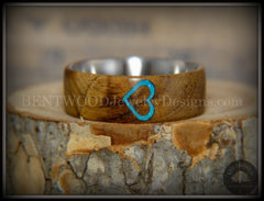 Bentwood Ring - "The Heart" Light Mahogany Sleeping Beauty Turquoise Inlay handcrafted bentwood wooden rings wood wedding ring engagement