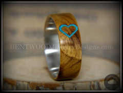 Bentwood Ring - "The Heart" Light Mahogany Sleeping Beauty Turquoise Inlay handcrafted bentwood wooden rings wood wedding ring engagement