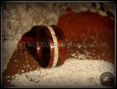 Bentwood Ring - Rosewood with Hawaiian Beach Sand Inlay handcrafted bentwood wooden rings wood wedding ring engagement