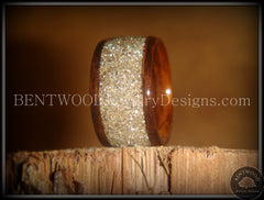 Bentwood Ring - Rosewood Ring with Pulverized Silver Glass Inlay handcrafted bentwood wooden rings wood wedding ring engagement