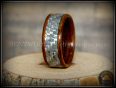 Bentwood Ring - "Silver Twill" Centered Edge Carbon Fiber Rosewood Wood Ring handcrafted bentwood wooden rings wood wedding ring engagement