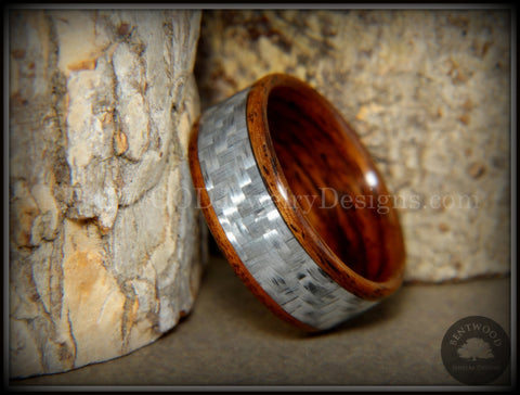 Bentwood Ring - "Silver Twill" Centered Edge Carbon Fiber Rosewood Wood Ring
