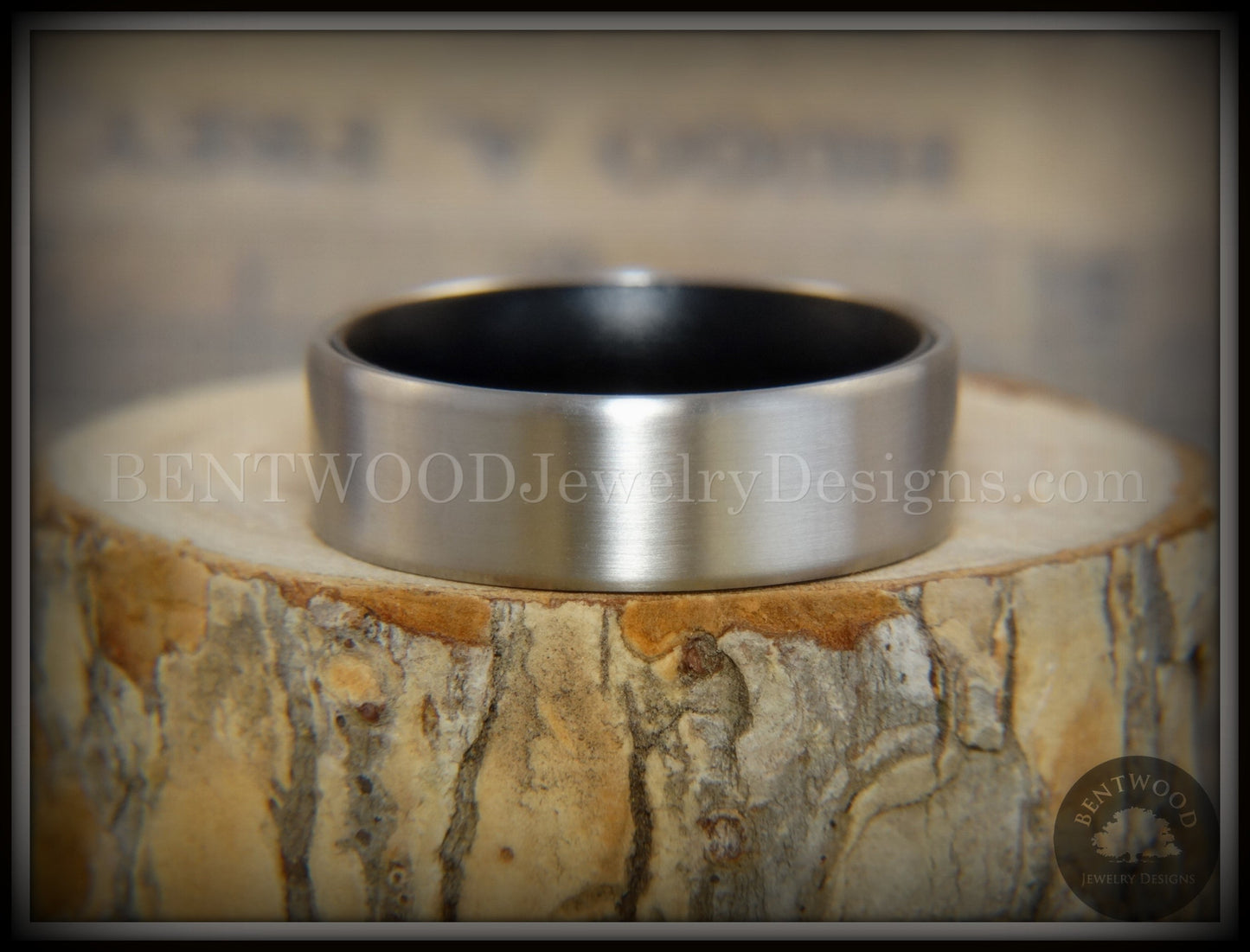 Bentwood Ring - Gaboon Ebony Core Ring and Surgical Grade Hypo-Allergenic Stainless Steel Exterior handcrafted bentwood wooden rings wood wedding ring engagement
