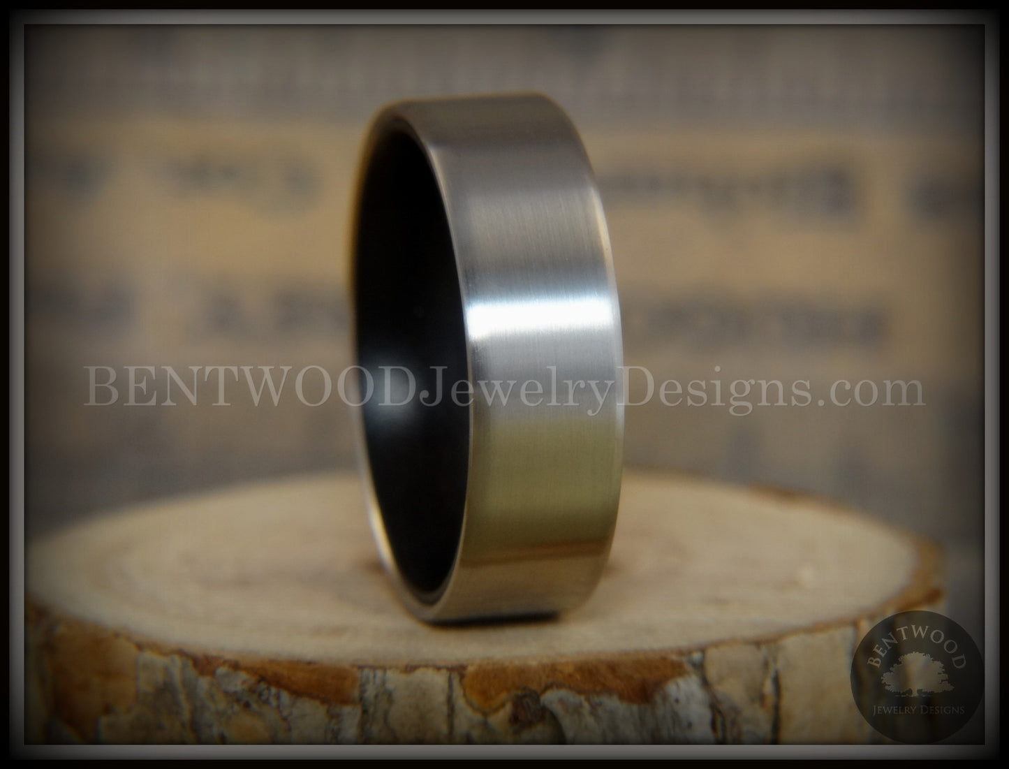 Bentwood Ring - Gaboon Ebony Core Ring and Surgical Grade Hypo-Allergenic Stainless Steel Exterior handcrafted bentwood wooden rings wood wedding ring engagement