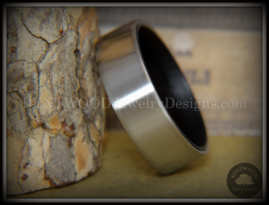 Bentwood Ring - Gaboon Ebony Core Ring and Surgical Grade Hypo-Allergenic Stainless Steel Exterior handcrafted bentwood wooden rings wood wedding ring engagement