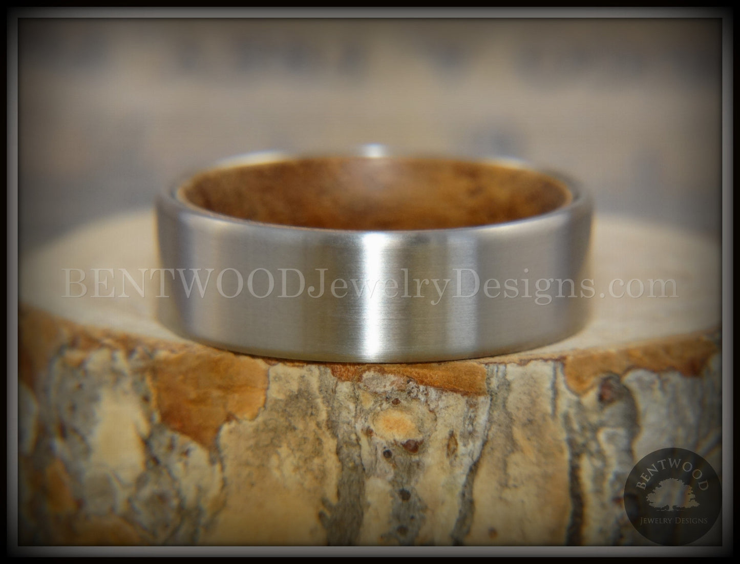 Bentwood Ring Koa Core Ring and Surgical Grade Hypo-Allergenic Stainless Steel Exterior handcrafted bentwood wooden rings wood wedding ring engagement