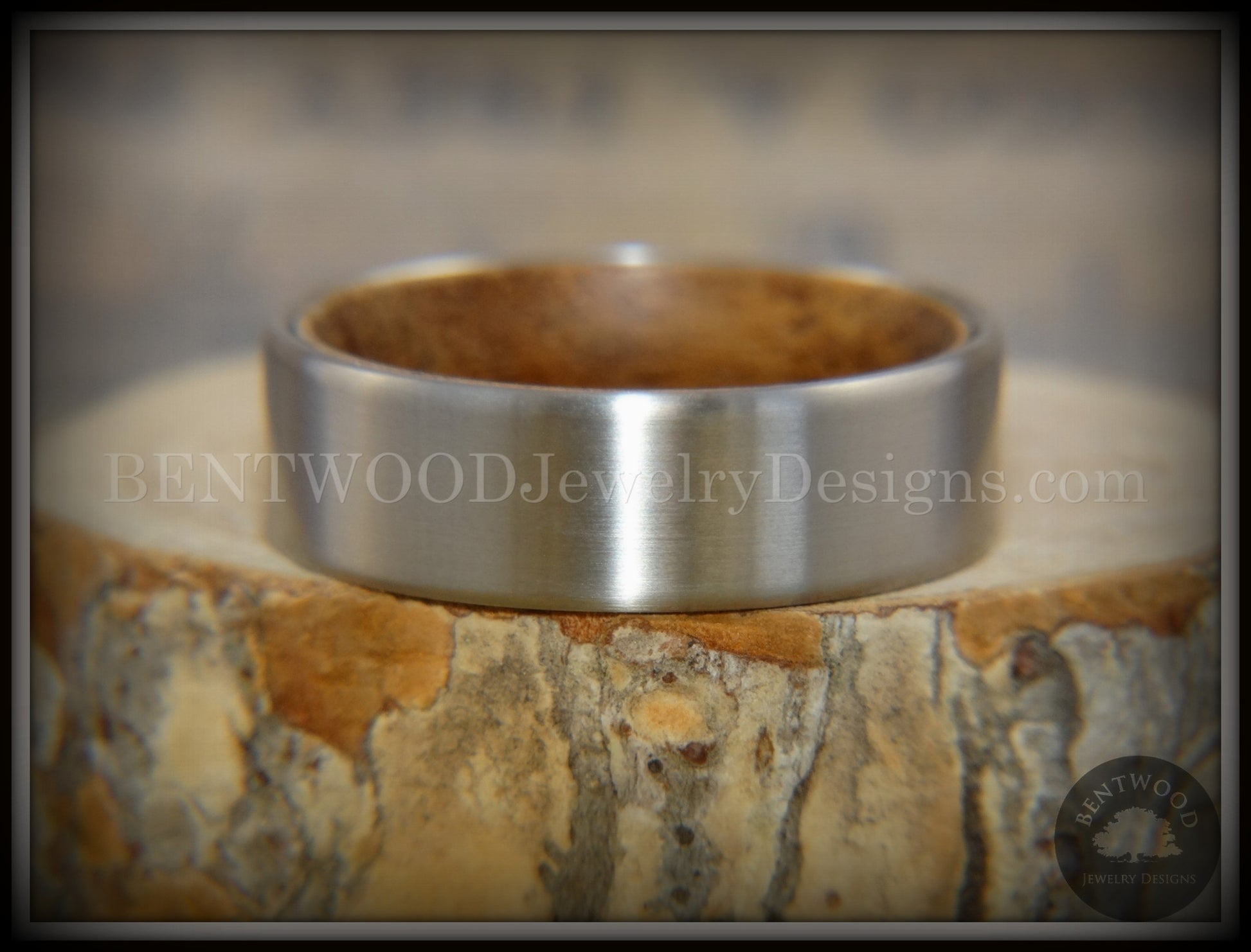 Bentwood Ring Koa Core Ring and Surgical Grade Hypo-Allergenic Stainless Steel Exterior handcrafted bentwood wooden rings wood wedding ring engagement