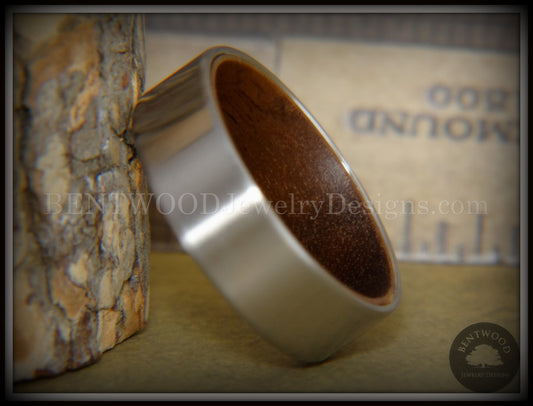 Bentwood Walnut Core Ring and Surgical Grade Hypo-Allergenic Stainless Steel Exterior handcrafted bentwood wooden rings wood wedding ring engagement