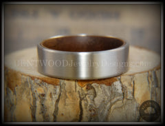 Bentwood Walnut Core Ring and Surgical Grade Hypo-Allergenic Stainless Steel Exterior handcrafted bentwood wooden rings wood wedding ring engagement