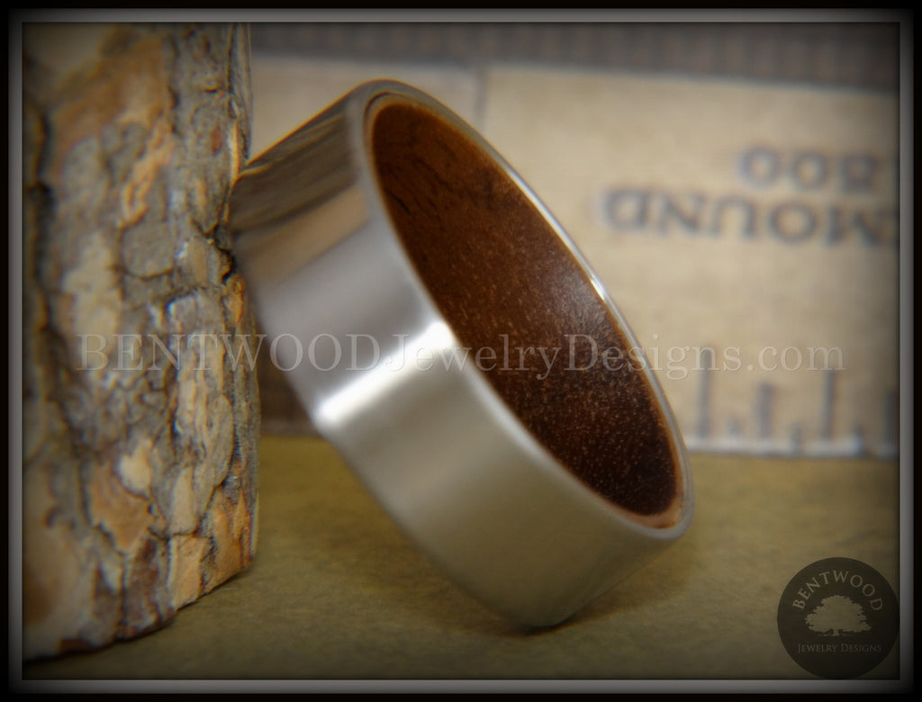 Bentwood Walnut Core Ring and Surgical Grade Hypo-Allergenic Stainless Steel Exterior handcrafted bentwood wooden rings wood wedding ring engagement