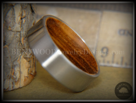 Bentwood Zebrawood Core Ring and Surgical Grade Hypo-Allergenic Stainless Steel Exterior handcrafted bentwood wooden rings wood wedding ring engagement