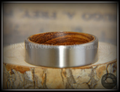 Bentwood Zebrawood Core Ring and Surgical Grade Hypo-Allergenic Stainless Steel Exterior handcrafted bentwood wooden rings wood wedding ring engagement