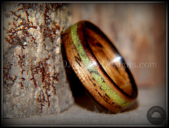 Bentwood Ring - "Inlaid Ole Smoky" Olive Wood Ring with Green Apple Turquoise Inlay handcrafted bentwood wooden rings wood wedding ring engagement