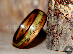 Bentwood Ring - "Inlaid Ole Smoky" Olive Wood Ring with Green Apple Turquoise Inlay handcrafted bentwood wooden rings wood wedding ring engagement