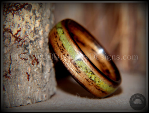 Bentwood Ring - "Inlaid Ole Smoky" Olive Wood Ring with Green Apple Turquoise Inlay