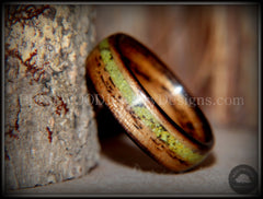 Bentwood Ring - "Inlaid Ole Smoky" Olive Wood Ring with Green Apple Turquoise Inlay handcrafted bentwood wooden rings wood wedding ring engagement
