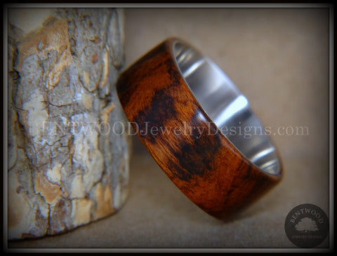 Bentwood Ring - "Snake-Skin" Snake Wood Ring on Titanium Steel Comfort Fit Metal Core     ***  Limited Supply  ***