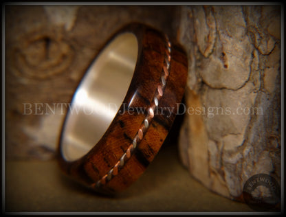 Bentwood Ring - Spalted Maple Ring on Fine Silver Core with Copper and Silver Inlay handcrafted bentwood wooden rings wood wedding ring engagement