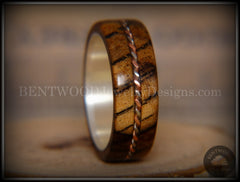 Bentwood Ring - Spalted Maple Ring on Fine Silver Core with Copper and Silver Inlay handcrafted bentwood wooden rings wood wedding ring engagement