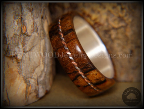 Bentwood Ring - Spalted Maple Ring on Fine Silver Core with Copper and Silver Inlay