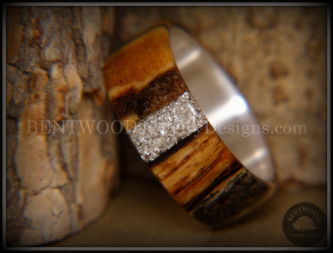 Bentwood Ring - Spalted Maple Ring on Fine Silver Core and Transverse Silver Glass Inlay