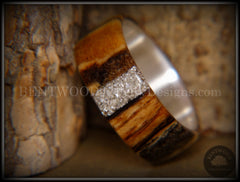 Bentwood Ring - Spalted Maple Ring on Fine Silver Core and Transverse Silver Glass Inlay handcrafted bentwood wooden rings wood wedding ring engagement