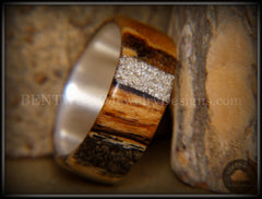 Bentwood Ring - Spalted Maple Ring on Fine Silver Core and Transverse Silver Glass Inlay handcrafted bentwood wooden rings wood wedding ring engagement