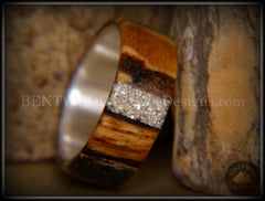 Bentwood Ring - Spalted Maple Ring on Fine Silver Core and Transverse Silver Glass Inlay handcrafted bentwood wooden rings wood wedding ring engagement