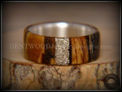 Bentwood Ring - Spalted Maple Ring on Fine Silver Core and Transverse Silver Glass Inlay handcrafted bentwood wooden rings wood wedding ring engagement