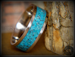 Bentwood Ring - Turquoise Inlay on Surgical Grade Stainless Steel Comfort Fit Metal Core handcrafted bentwood wooden rings wood wedding ring engagement