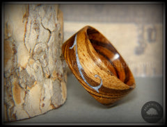 Bentwood Ring - "Scroll" Zebrawood Ring with Mother of Pearl Inlay handcrafted bentwood wooden rings wood wedding ring engagement