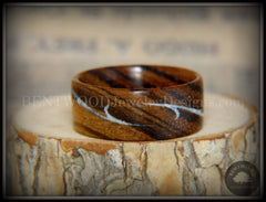 Bentwood Ring - "Scroll" Zebrawood Ring with Mother of Pearl Inlay handcrafted bentwood wooden rings wood wedding ring engagement