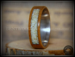 Bentwood Ring - "Pillar" European Walnut Wood with Connemara Marble Inlay Titanium Core handcrafted bentwood wooden rings wood wedding ring engagement