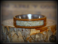 Bentwood Ring - "Pillar" European Walnut Wood with Connemara Marble Inlay Titanium Core handcrafted bentwood wooden rings wood wedding ring engagement