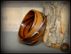 Bentwood Ring - "Scroll" Zebrawood Ring with Mother of Pearl Inlay handcrafted bentwood wooden rings wood wedding ring engagement