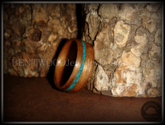 Bentwood Ring - American Walnut Wood Ring and Offset Chrysocolla Stone Inlay handcrafted bentwood wooden rings wood wedding ring engagement