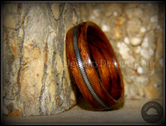 Bentwood Ring - Waterfall Bubinga Wood Ring with Silver Electric Guitar String Inlay handcrafted bentwood wooden rings wood wedding ring engagement