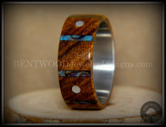 Bentwood Ring - "Frets" Zebrawood on Titanium Core with Guitar Fret Inlay using Paua Shell and Mother of Pearl Inlay handcrafted bentwood wooden rings wood wedding ring engagement