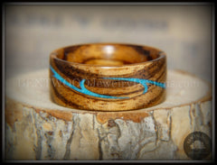 Bentwood Ring - "Scroll" Zebrawood Ring with Turquoise Inlay handcrafted bentwood wooden rings wood wedding ring engagement