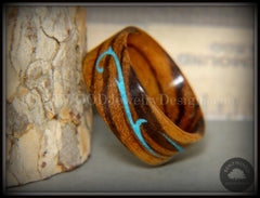 Bentwood Ring - "Scroll" Zebrawood Ring with Turquoise Inlay handcrafted bentwood wooden rings wood wedding ring engagement