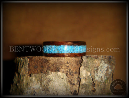 Bentwood Ring - E. Indian Rosewood Ring with Turquoise Inlay handcrafted bentwood wooden rings wood wedding ring engagement