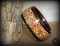 Bentwood Ring - Macassar Ebony with Golden Bronze Glass Inlay handcrafted bentwood wooden rings wood wedding ring engagement