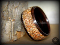 Bentwood Ring - Macassar Ebony with Golden Bronze Glass Inlay handcrafted bentwood wooden rings wood wedding ring engagement