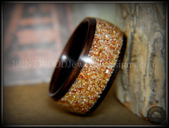 Bentwood Ring - Macassar Ebony with Golden Bronze Glass Inlay handcrafted bentwood wooden rings wood wedding ring engagement