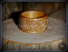 Bentwood Ring - "Caramel" Olivewood Wood Ring with Crushed Gold Glass Inlay handcrafted bentwood wooden rings wood wedding ring engagement