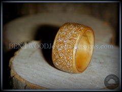 Bentwood Ring - "Caramel" Olivewood Wood Ring with Crushed Gold Glass Inlay handcrafted bentwood wooden rings wood wedding ring engagement