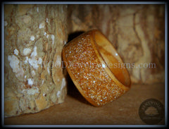 Bentwood Ring - "Caramel" Olivewood Wood Ring with Crushed Gold Glass Inlay handcrafted bentwood wooden rings wood wedding ring engagement
