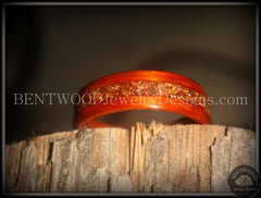 Bentwood Ring - African padauk wood ring with German copper and amber glass inlay handcrafted bentwood wooden rings wood wedding ring engagement